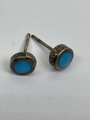 #ad Vintage Sterling Silver Cute Petite Stud Blue Gemstone Earrings Women#x27;s Jewelry $25.00