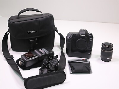 #ad Canon EOS 5D Mark II Camera Body w 28 80mm Lens Speedlite and Accessories As Is $350.00