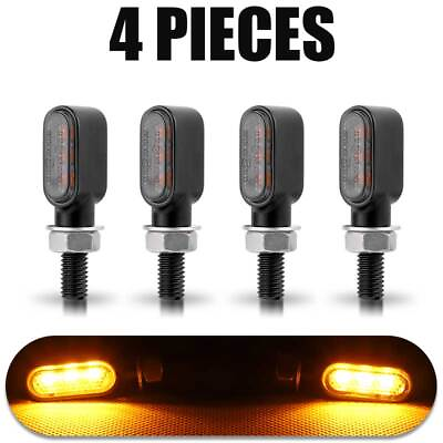 #ad 4x Mini Motorcycle LED Turn Signal Light Amber Indicators Blinker Universal Lamp $20.95