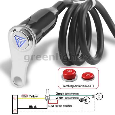LED Motorcycle Flash Warning Fog Light Turn Signal Switch Button On Off Scooter $8.98