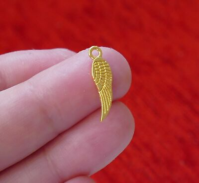 #ad 10x Small Angel Wing Charms for Bracelet Earring Necklace Pendant Gold $4.79