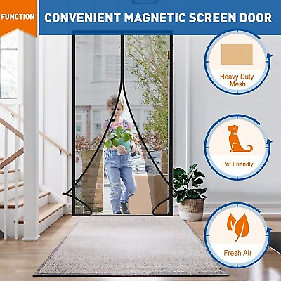 #ad 1 pack Magnetic Mesh Door Magic Protection Curtain Snap Bug Insect Screen $11.67