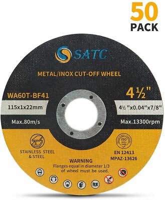 50 Pack Cut Off Wheels 4 1 2quot; Metal amp; Stainless Steel Angle Grinder Cutting Disc $27.29