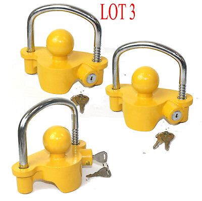 #ad LOTS 3 DIFF Key Universal Tow Trailer Coupler Lock Locks Protection Tow Away $53.99