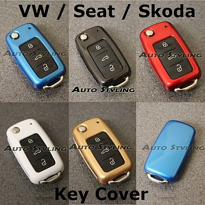 #ad Key Cover For VW Seat Skoda Case Remote Fob Protector Shell 3 Button Flip n27 GBP 11.95