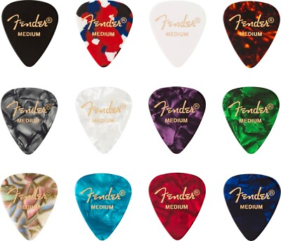 #ad Fender Guitar Picks 351 Shape Celluloid Color Medley Mix MEDIUM 12 PACK $8.90