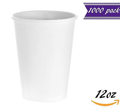 #ad 1000 Count 12 oz White Paper Hot Cups Disposable Coffee Cups by Tezzorio $135.88