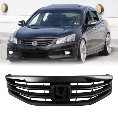 #ad For 2011 2012 Honda Accord Front Bumper Upper Gloss Black Mesh Grill Grille $69.99