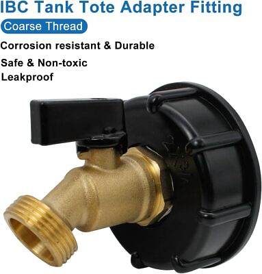 #ad 2quot; Brass Hose Faucet Valve Connector 275 330 Gallon IBC Tote Water Tank Adapter $12.44