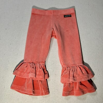 #ad Matilda Jane Size 2 Girls Pull On Velour Ruffle Pants Coral Elastic Waist $13.95
