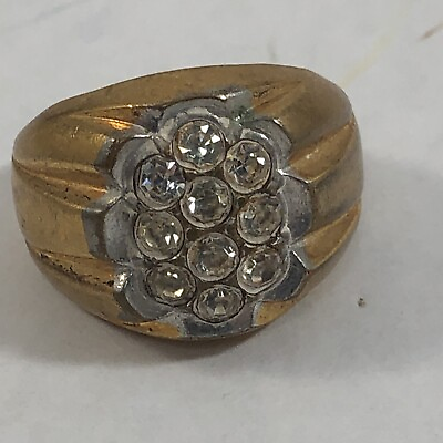 #ad White Stone Cocktail Ring 8kt Gold HGE 10 Stone Size 10 Vintage $14.00