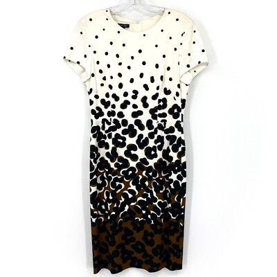 Escada Womens 36 6 Off White Dot To Animal Print Sheath Dress $199.99