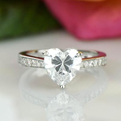 #ad 2Ct Solitaire Heart Moissanite Wedding Engagement Ring Real 925 Sterling Silver $99.20