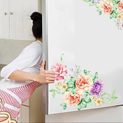 #ad Wall Stickers Colorful Flowers Fridge Sticker Home Decorations Bathroom Decor $5.48