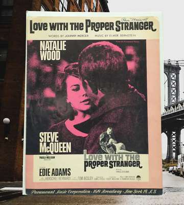 #ad Love With The Proper Stranger 1963 Sheet Music Natalie Wood Steve McQueen Rare $55.00