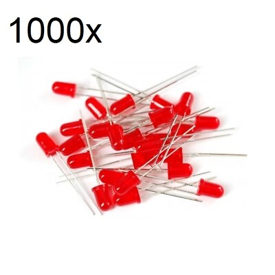 #ad 1000x Red LED 5mm Wide Angle Diffused 3V Light Emitting Diodes Bright Round PCB $16.95
