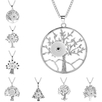 #ad Women Tree Of Life Necklace Snap Buttons Pendant Gifts Necklaces 20mm 18mm 1Pc $12.17