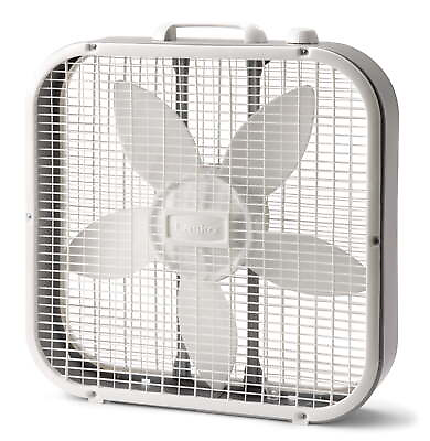 #ad 20quot; Classic Box Fan with Weather Resistant Motor 3 Speeds 22.5quot; H White $19.63