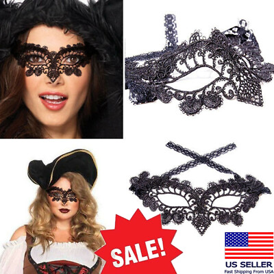 #ad Paisley Swirl Victorian Venetian Masquerade Black Lace Elegant Eye Mask Costume $2.35