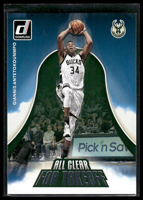 #ad 2017 18 Donruss #4 Giannis Antetokounmpo All Clear for Takeoff Green Flood DC $4.49