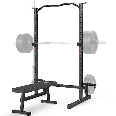 #ad Weight Bench With Squat Rack Barbell Power Rack with Pull Up Bar Bench Press Set $189.99