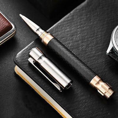 #ad 1PC Titanium Alloy Brass Pocket Ballpoint Pen Business Write Pen w Clip EDC Tool $34.13