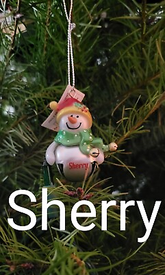 #ad GANZ Personalized quot;SHERRYquot; Snowman Ornaments AND Snowman Solar Toy 2 Items $8.99