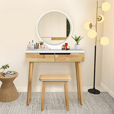 #ad Vanity Makeup Set w LED Lighted Mirror Dressing Table Dresser Desk with Stool $149.99