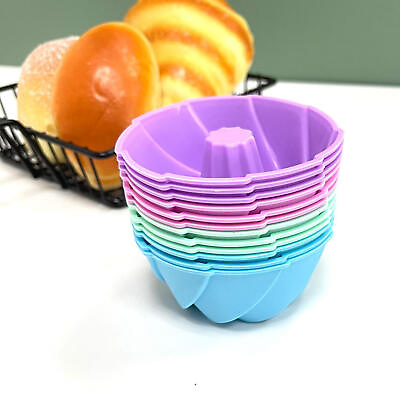 #ad 12 Reusable Silicone Baking Cup Cupcake Liner 3.07in Creative Spiral Muffin Mold $10.25