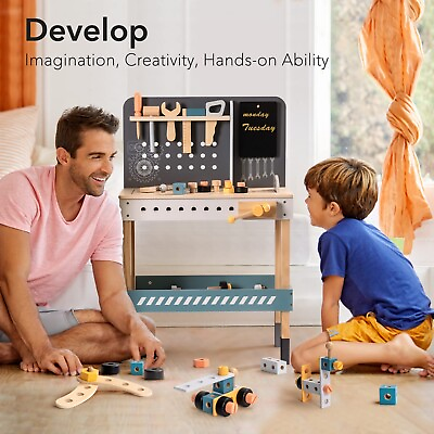 #ad Robotime Wooden Tool Bench for Kids Toy Play Workbench Workshop for 3 Year Baby $69.99