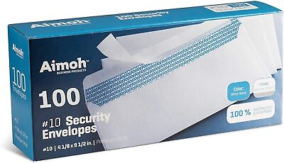 #ad Security Tinted Self Seal Letter Envelopes No Window White 24 LB 100 Count $10.98