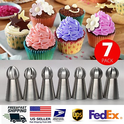 #ad 7PCS Russian Ball Piping Nozzle Sphere Icing Tips Cake Pastry Decorating Tools $8.99