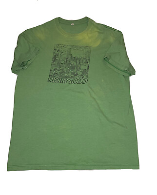 #ad Slightly Stupid Rock Band T Shirt Green Faded Hip Hop Reggae Punk Music Flaws $24.99