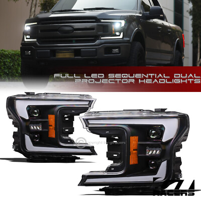 #ad For 2018 2020 F150 Black Blk Full LED Switchback Sequential Projector Headlights $404.00