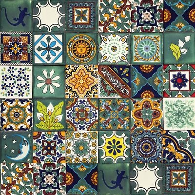 #ad Ceramic Mexican Wall Tiles 4x4 in Pack of 30 Handmade Mosaic Green Tiles Verde $89.00