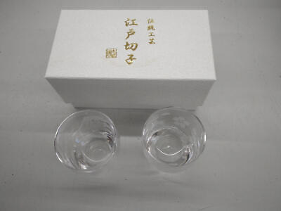#ad Sake vessel Electric Light Craft Edo Kiriko Cold Sake Pair Glass from Japan $119.85