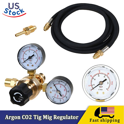 #ad Argon CO2 fit Lincoln Mig Tig Flow Meter Welding Regulator Welder Gauge GasHose $25.99