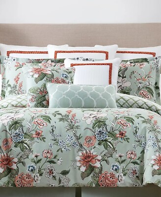 #ad NWT NEW ROSE TREE BRYNNE EURO Sham White with Salmon border Polyester MSRP: $79 $13.55