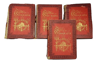 #ad Nueva Geografia Universal 4 Vol Antique Book Set With Maps Spain 1881 1887 $78.95