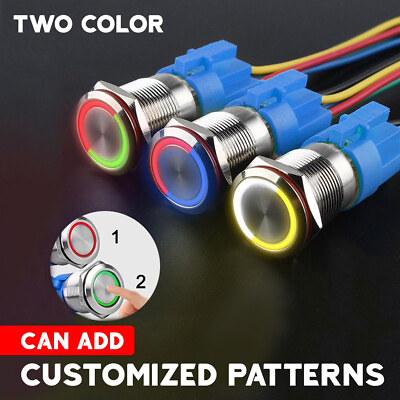 #ad 19mm 22mm Two Color Metal Push Button Switch Waterproof LED Can Customizable $3.99