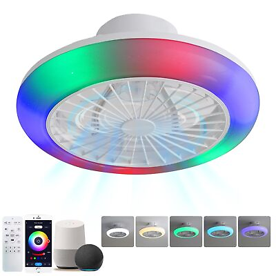 #ad OLUZO RGB Ceiling Light with Fan RGB Colour Dimmable Ceiling Light and 6 Spe... $159.32