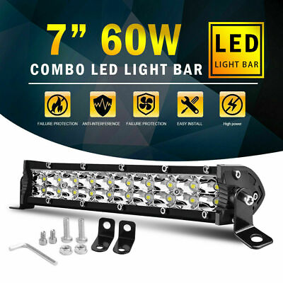 #ad 7inch Dual Row LED Work Light Bar Flood Spot Combo Fog Lamp Offroad Driving $20.13