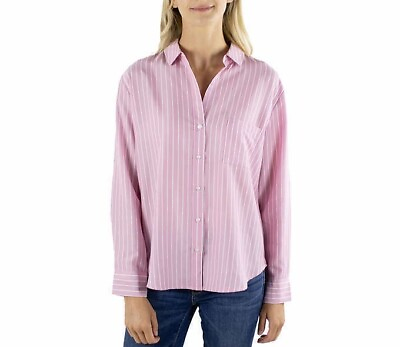 #ad NWT Jach#x27;s New York Women#x27;s Long Sleeve Button Down Shirt Pink Size 2X $45 EE036 $25.49