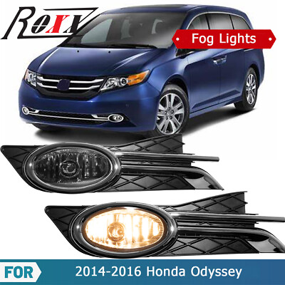 #ad Fits 2014 2016 Honda Odyssey Smoke Fog Light Bumper Driving LampsSwitchBezels $67.99