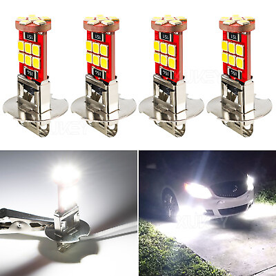 #ad 4x H3 LED Fog Driving Light Bulbs 18SMD Conversion Kit Super Bright 6000K White $7.89
