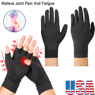 #ad Copper Compression Arthritis Gloves Carpal Tunnel Joint Pain Relief Wrist Brace $7.19