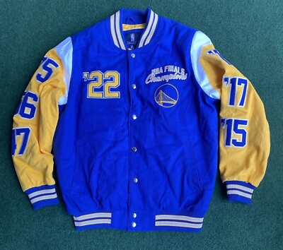 #ad Mens Large Golden State Warriors 7 Time NBA Finals Championship Jacket Size L $91.68
