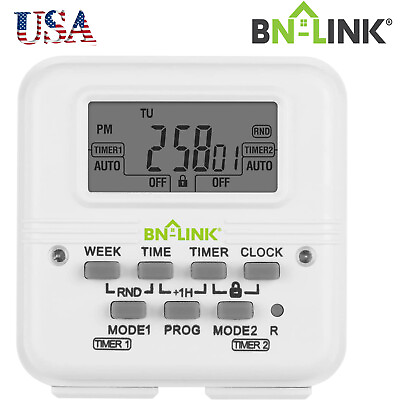 #ad 7 Day Heavy Duty Digital Programmable Timer 2Independently Plug in Outlet Switch $13.99