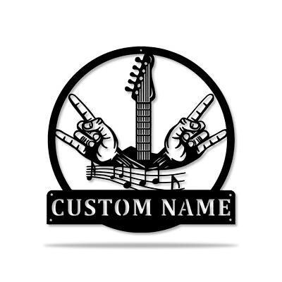 #ad Personalized Rock And Roll Metal Signs Custom Music Wall Art Decor Music Gifts $29.95