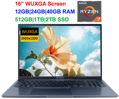 #ad 2024 ASUS Laptop Vivobook 16quot; WUXGA AMD Ryzen 7 5800HS Upto 40GB RAM amp; 2TB SSD $629.00